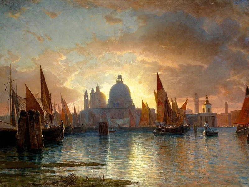 1835-William Stanley Haseltine - Santa Maria della Salute al tramonto